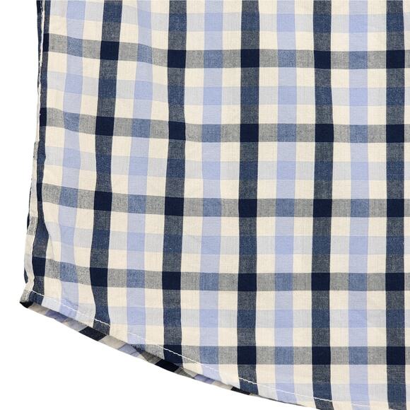 Beverly Hills Polo Club Men's Shirt Short Sleeve Button Up Blue White Check Lrg - Picture 5 of 12